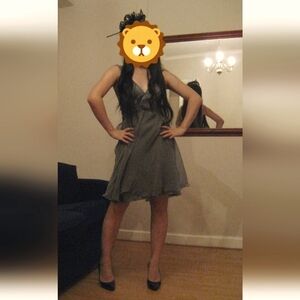 Vintage French Sz 36 Dior Grey Silk Chiffon Cocktail Dress